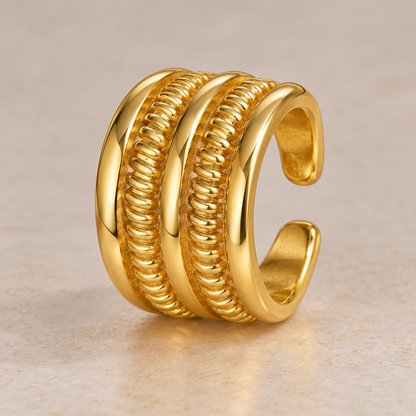 Smara Antique Gold Geometric Adjustable Ring