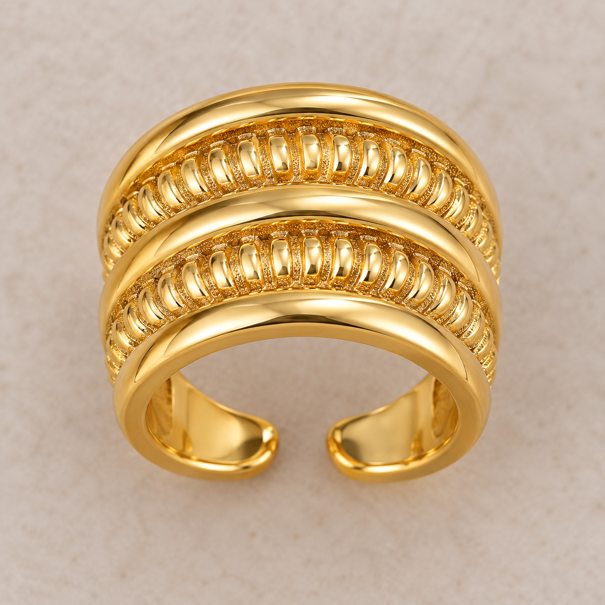 Smara Antique Gold Geometric Adjustable Ring