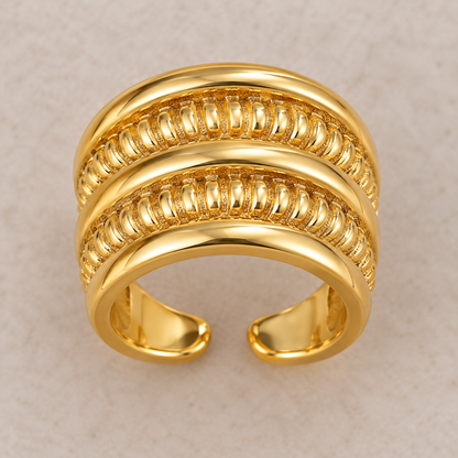 Smara Antique Gold Geometric Adjustable Ring