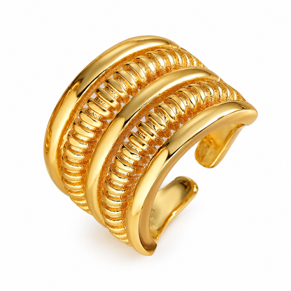 Smara Antique Gold Geometric Adjustable Ring