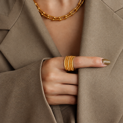 Smara Antique Gold Geometric Adjustable Ring
